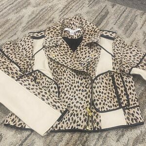 Diane Von Furstenberg Leopard Print Leather Jacket